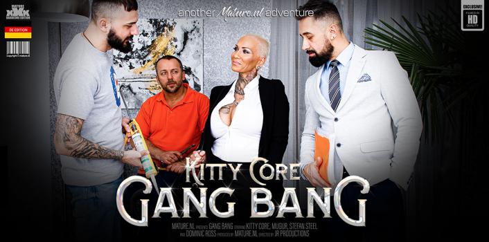 MatureNL – Kitty Core ​- Three strapping guys fuck MILF Kitty Core until they all come on her big tits
